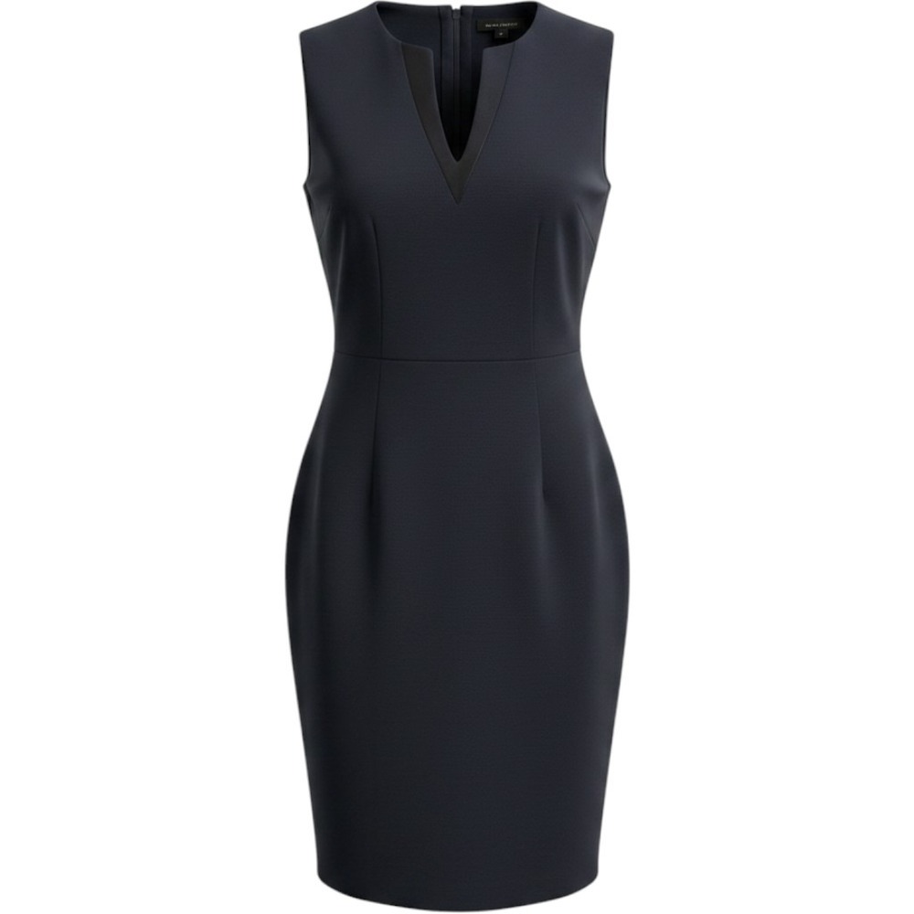 Tommy Hilfiger Sleeveless V-Neck Sheath Dress Career Cocktail Black Womens Sz 10